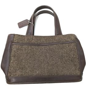 SOLD Coach Leather with Tweed Herringbone Brown Bag